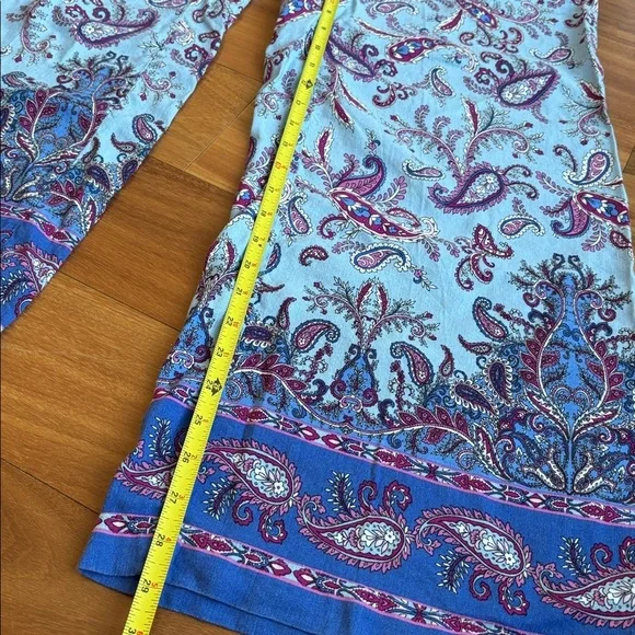 LOFT Blue Paisley Wide Leg Pants - Picture 6 of 9